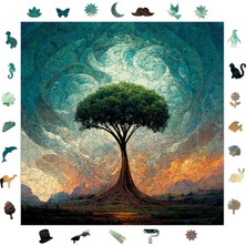 Rafta Tr Ahşap Puzzle Yetişkin - Yaşam Ağacı - 353 Parça, 29 x 29 cm - Yapıştırıcı Folyo Dahil - Benzersiz Şekilli Parçalar & Özel Figürler - S1-02
