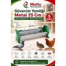 Rafta Tr 5 Adet 25 cm Galvaniz Metal Güvercin Yemliği – Tavuk, Bıldırcın ve Keklik Için Kümes Kafes Yem Kabı