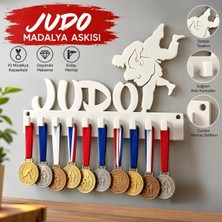 Dinç Spor Judo Madalya Askısı - 10 Kancalı Judocu Figürlü Duvar Madalya Tutucu, 3D Baskı