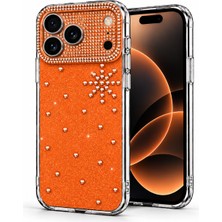 Microsonic Apple iPhone 18 Pro Kılıf Shineglam Luxe Turuncu