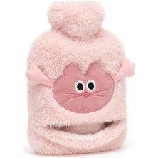 Sıcak Su Torbası Peluş Ultra Yumuşak Kumaş, Kokusuz, Cepli, 2 Litre Büyük Boy, Kedi Desenli,