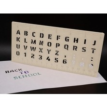 Alfabe, Rakam ve Cetvel Şablonu – 20 cm 3D Baskı Yazı Çizim Kalıbı - Bej