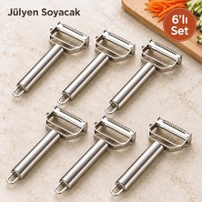6'li Çelik Soyacak Seti Turbo Jülyen Sebze Meyve Soyucu Patates Havuç Kabak Salatalık Için Kab