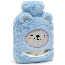 Sıcak Su Torbası Peluş Ultra Yumuşak Kumaş, Kokusuz, Cepli, 2 Litre Büyük Boy, Ayıcık Desen