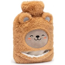 Sıcak Su Torbası Peluş Ultra Yumuşak Kumaş, Kokusuz, Cepli, 2 Litre Büyük Boy, Ayıcık Desen