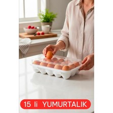 Tr Herza House 15 Bölmeli Plastik Kapaklı Yumurta Saklama Kutusu Beyaz Tek Ebat