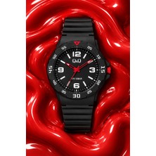 Q&q 10 Atm Su Geçirmez - 43 mm - Siyah Kırmızı Detaylı Analog Yetişkin Çocuk Kol Saati