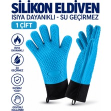 Labolist Silikon Eldiven - 1 Çift - Isıya Dayanıklı - Su Geçirmez Mavi