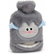 Sıcak Su Torbası Peluş Ultra Yumuşak Kumaş, Kokusuz, Cepli, 2 Litre Büyük Boy, Kedi Desenli,