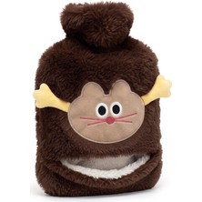 Sıcak Su Torbası Peluş Ultra Yumuşak Kumaş, Kokusuz, Cepli, 2 Litre Büyük Boy, Kedi Desenli,