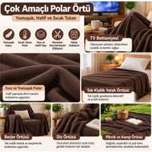 Ecotton Works 150X180 cm Kahverengi Polar Tv Battaniyesi – Ince Hafif Kamp Battaniyesi ve Tekli Koltuk Örtüsü