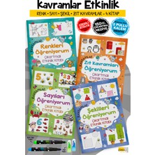 Parodi Yayınları Kavramları Öğreniyorum 4'lü Çıkartmalı Etkinlik Kitabı Seti - Renk, Sayı, Şekil, Zıt Kavramlar - 128 Sayfa 150'DEN Fazla Sticker - 2 Pullu Kalem Hediyeli