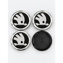 Camel Shop Skoda Octavia Fabia Superb Rapid Yeti Roomster Uyumlu Jant Göbek Kapağı 4'lü Set Siyah Krom 55 mm 5JA601151A