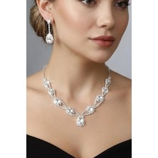 Tr Hürrem Modeli Taşlı Kolye Küpe Takı Seti - Gelin Düğün Nişan Abiye Set