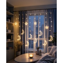 Stylmenplus Prizli Yıldız Ay Perde LED Işık Uczzzayyıldızperdeledd-6