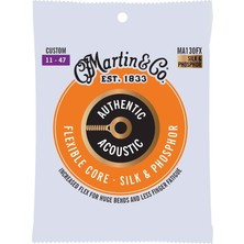 Martin Martın Akustik Gitar Telleri, Esnek Core Custom 11/47, Fosfor Bronz ve (MA130FX)