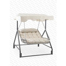 Bed Çiftli Rattan Bahçe Balkon Salıncağı Cappuccino