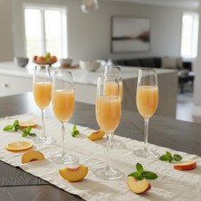 Tr 6'li Kristal Cam Flüt Şampanya Kadehi Seti (230 Ml) - Ince Uzun Tasarımlı Köpüklü Şarap