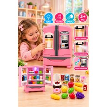 KoseToys Oyuncak Buzdolabı Işıklı Sesli Sprey Özellikli 26 cm Aksesuarlar Dahil Pembe