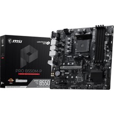 MSI Msı Pro B550M-P Anakart, Matx - Amd Ryzen 5000/5000 G Serisi, 4000 G Serisi, 3000/3000 G Serisi Masaüstü Işlemcileri, Am4 - Ddr4 Bellek Desteği (4400+ Mt/s Oc'ye Kadar), Pcıe 4.0 X16, M.2 Gen4
