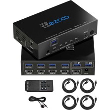 Rofavezco USB 3.0 HDMI Kvm Switch 4 Port 4 Giriş 1 Çıkış 4K 60 Hz, Spdıf 5.1 Ses Çıkışı, Fare/klavye/kablosuz Usb, Pc, Yazıcı, Tarayıcı Için, Windows, Linux, Hdr HDMI Otomatik Geçiş 4x1, Ir Kumandalı