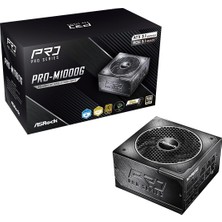 Asrock Pro Serisi PRO-M1000G Psu 1000W 80PLUS & Cybenetics Altın Tam Modüler Atx3.1 & Pcıe5.1 Çift Renkli 12V-2X6 Kablo 10 Yıl Garanti ile Hazır