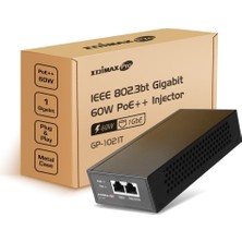 Edimax Pro Gigabit Poe++ 60 W (30 W/15 W Uyumlu) Enjektör Adaptörü, 100 Metreye Kadar Poe Beslemeli Cihaz (Pd) Desteği, 802.3AF 802.3AT 802.3BT Uyumlu, GP-102IT