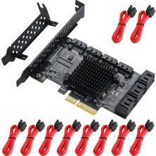 Mzhou 10 Bağlantı Noktalı Pcıe X4 - Sata 3.0 Denetleyici Genişletme Kartı