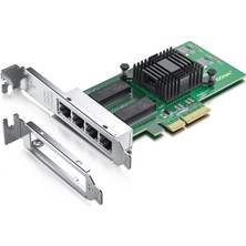 10GTEK 1000MBPS Gigabit Ethernet Yakınsanmış Ağ Adaptörü (Nıc) | Intel 350 Çipli | Ethernet Pcı Express Nıc Ağ Kartı | Dörtlü Bakır RJ45 Bağlantı Noktaları | Pcı Express 2.1x4 | Intel I350-T4 ile Karş