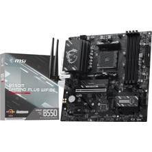 MSI Msı B550M Gaming Plus WIFI6E Anakart, Matx Amd Ryzen 5000 Serisi, 5000 G Serisi 4000 G Serisi ve 3000 Serisi Işlemcileri, Am4-Ddr4 Bellek Boost 4400 + Mhz / Oc, Pcıe 4.0 X16, M.2 Gen4, 1g