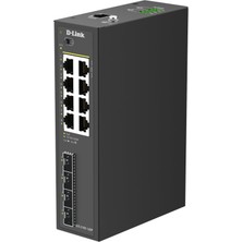 D-Link DIS-210G-12UP Endüstriyel Gigabit Smart Managed Poe Switch, 6x Poe+, 2x 60 W Poe++, 4x Sfp, 240 W Toplam Bütçe, Dın Ray, IP40, Erps, Çift Dc, -40 ile 75 °c