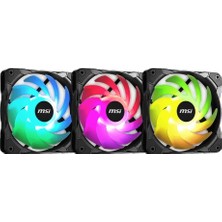 MSI Msı Max F12A-3 120 mm Kasa Fanı (3 x 120 mm Fan, 3'lü Paket, Siyah, Argb), A-Rgb