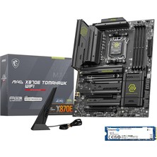 MSI Msı Mag X870E Tomahawk Wifi Anakartı, Atx Amd Ryzen 9000 / 8000 / 7000 Işlemcileri, Am5, Ddr5 Bellek Boost 8400 + mt / S (Oc), Pcıe 5.0 X16, M.2 Gen5, Wi-Fi 7, 5g Lan + Kingston Nv3 2tb Nvme'yu Destek