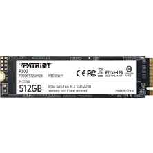 Patriot Memory Patriot P300 512 GB Dahili SSD - Nvme Pcıe Gen 3x4 - M.2 2280 - Katı Hal Sürücü - P300P512GM28