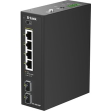 D-Link DIS-100G-06P 6 Portlu Gigabit Endüstriyel Unmanaged Poe Switch – 4 Poe+ Port (120 W), 2 Sfp Uplink, IP40 Metal Kasa, -40~75 °c, Fansız, Dın Ray Montajı, Çift Güç Girişi