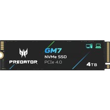 Acer Predator Gm7 4 Tb M.2 Nvme SSD Pcıe 4.0 - 7400 Mb/sn'ye Kadar Okuma Hızı - Profesyonel Dahili Sabit Sürücü - Pc, Dizüstü Bilgisayar ve Ps5 ile Uyumlu Oyun Belleği