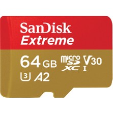 Sandisk Mobil Oyunlar Için Sandisk Extreme Microsd Kart 64 Gb, A2 Uygulama Performansı Aaa/3d/vr Oyun Grafiklerini ve 4K UHD Videoyu Destekler, 170 Mb/s Okuma, 80 Mb/s Yazma, Sınıf 10, Uhs-I, U3, V30