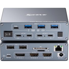 Youtınghdav USB 3.0 Kvm Switch 2 Pc 3 Monitör Usb-C Dp HDMI