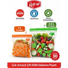 Tr Up Çift Kilitli Buzdolabı Poşeti 1 L + 2,5 L | 30 Adet
