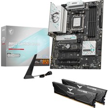 MSI Msı B850 Gaming Plus Wifi Anakartı, Atx Amd Ryzen 9000-7000 Işlemcileri, Am5-Ddr5 Bellek 8200+ Mt/s (Oc), Pcıe 5.0X16 & 4.0X16, M.2 Gen5, Wi-Fi 7.5g Lan + Yüksek Hızlı Ddr5 Ram 32 Gb'ı Destekler (2 GB
