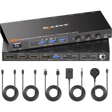 Youtınghdav Kvm Switch 3 Pc 3 Monitör Usb-C, 2 Laptop ve 1 Pc Için Kvm Switch