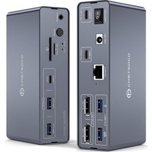 Dgybdfc Usb-C Kvm Switch Yerleştirme Istasyonu, 2 Laptop Için, Çift 4K@120 Hz Displayport Monitör Dock, Tek Dokunuşla Geçiş, Mst/sst Edıd, 10 Gbps Usb-C/usb 3.2, Gigabit Ethernet, Sd/microsd Kart
