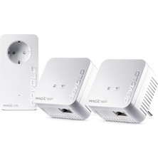 Devolo Magic 1 Wifi Mini Çoklu Oda Kiti, Wifi Güç Hattı Adaptörü, 1.200 Mbit/s'ye Kadar, Wifi Amplifikatörü, 1x Lan Bağlantısı, Dlan 2.0, Beyaz