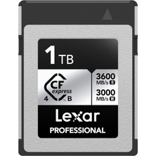 Lexar Fotoğrafçılar ve Kameramanlar Için Lexar 1 Tb Profesyonel Cfexpress Tip B Gümüş 4.0 Bellek Kartı, 3600/3000 Mb/s'ye Kadar, 8k Video (LCXEXS4001T-RNENG)