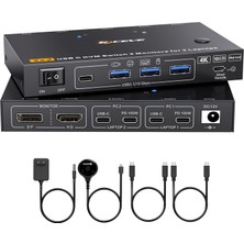 Youtınghdav Usb-C Kvm Switch 2 Monitör, 2 Laptop Için, Mst, 100 W Pd