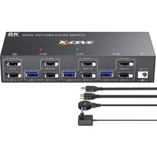 Youtınghdav USB 3.0 Kvm Switch 3 Pc 2 Monitör Displayport 4K@144 Hz