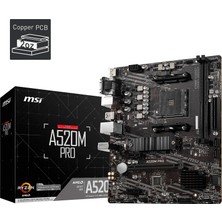 MSI Msı A520M Pro Gaming Anakart (Amd Am4, Ddr4, Pcıe 4.0, Sata 6gb/s, Dual M.2, USB 3.2 Gen 1, Hdmı/dp, Micro Atx)
