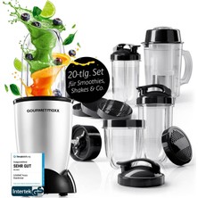 Gourmet Maxx Gourmetmaxx Mr. Magic Power Pro Mikser 400 Watt | Kapaklı Smoothie Makinesi | Depolama Için Karıştırma Kabı ve Taze Tutma Kapaklı Sürahi Blenderi | Shakeler, Smoothieler Vb. Için Xl Aksesuar Setli Ble