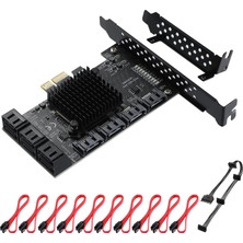 Mzhou Pcı Express X1 Ila 10 Bağlantı Noktalı Sata Kartı, ASM1166 + JMB575 Denetleyici