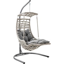 Alaçatı Plus Tekli Rattan Bahçe Balkon Salıncağı Cappuccino